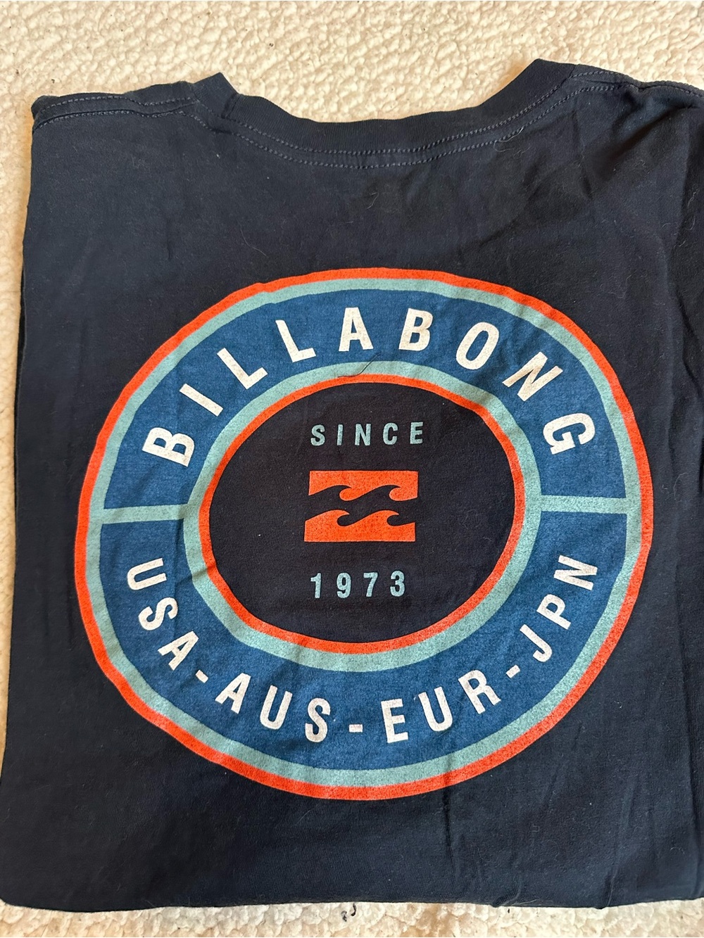Billabong Black Crewneck Logo Tee with White Print
